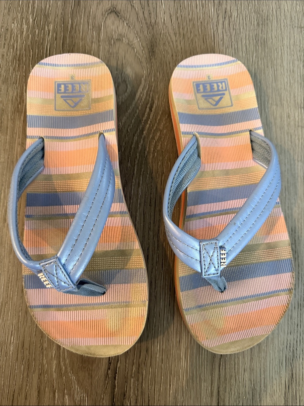Reef Kids Light Blue Strap Flip-Flops Sandals Shoes Size 3